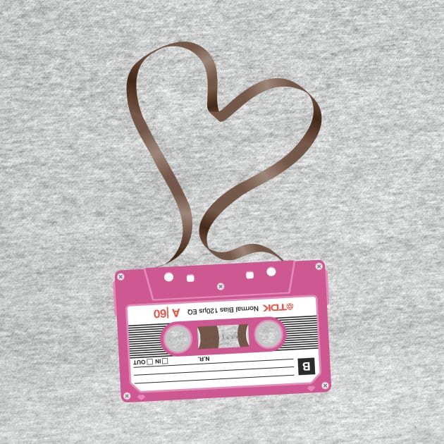 Pink Mix Cassette Tape Love Heart by Biglime